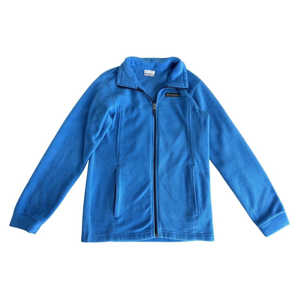 Columbia Fleece Jacket Womens Large Blue Full Zip Stand Collar Pockets Soft